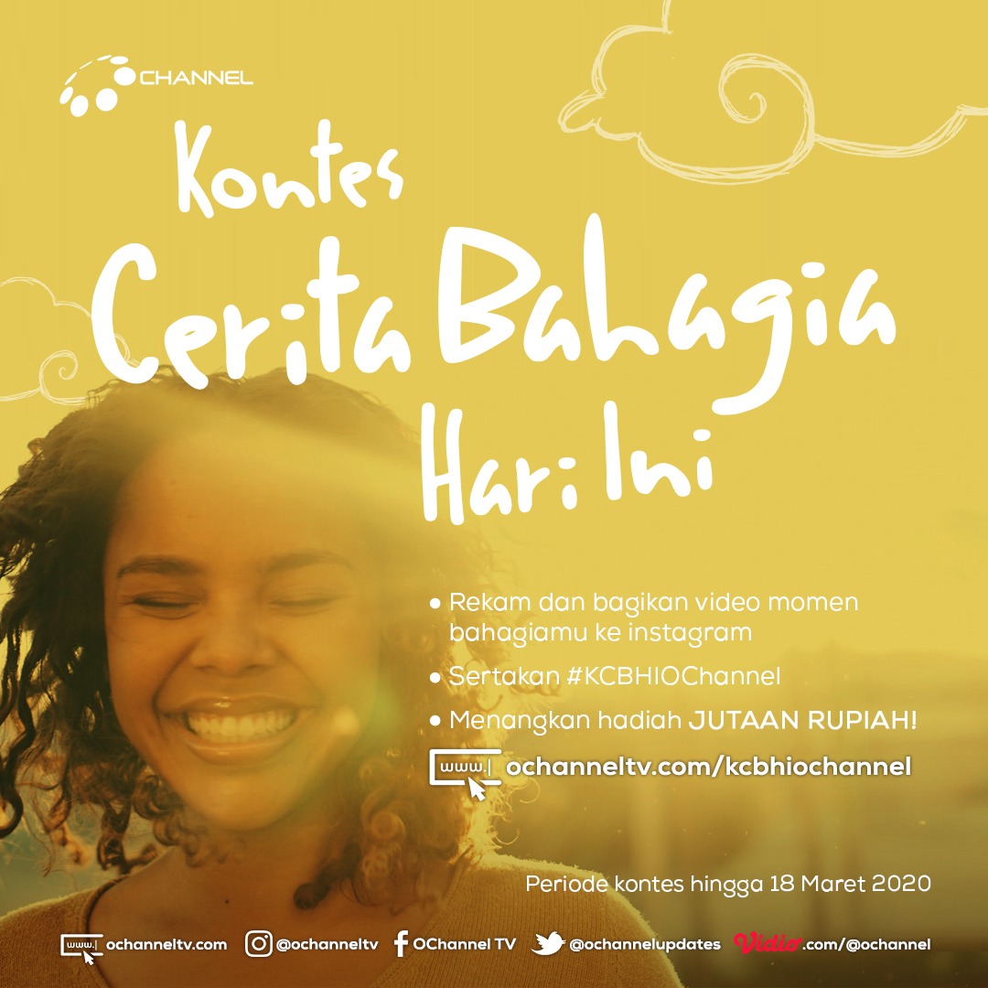 Urbanbandung's tweet photo. Bagikan momen bahagiamu dalam video berdurasi 1 menit dan menangin JUTAAN RUPIAH!
Juara 1: Rp 3.000.000
Juara 2: Rp 2.000.000
Juara 3: Rp 1.000.000
Periode sampai 18 Maret 2020
Let's Spread Happiness. @ochannelupdates #KCBHIOChannel https://t.co/pAg8eYhuG0