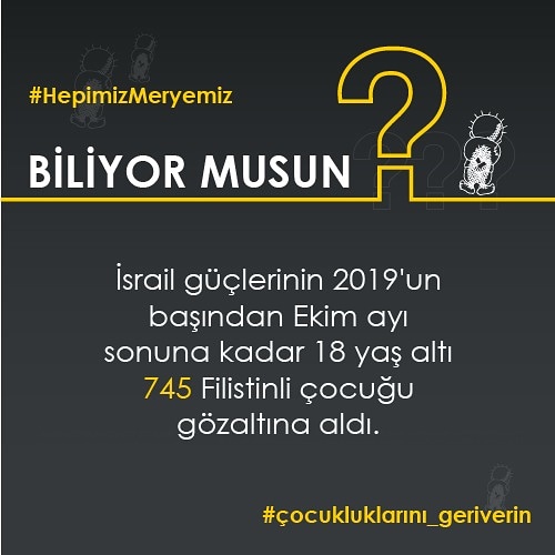 745 çocuk işgalci güçler tarafından gözaltına alındı.

#çocukluklarını_geriverin
#UKEAD #kudus #mescidiaksa #filistin #kutsaltoprak  #kadim #tarih #HepimizMeryemiz