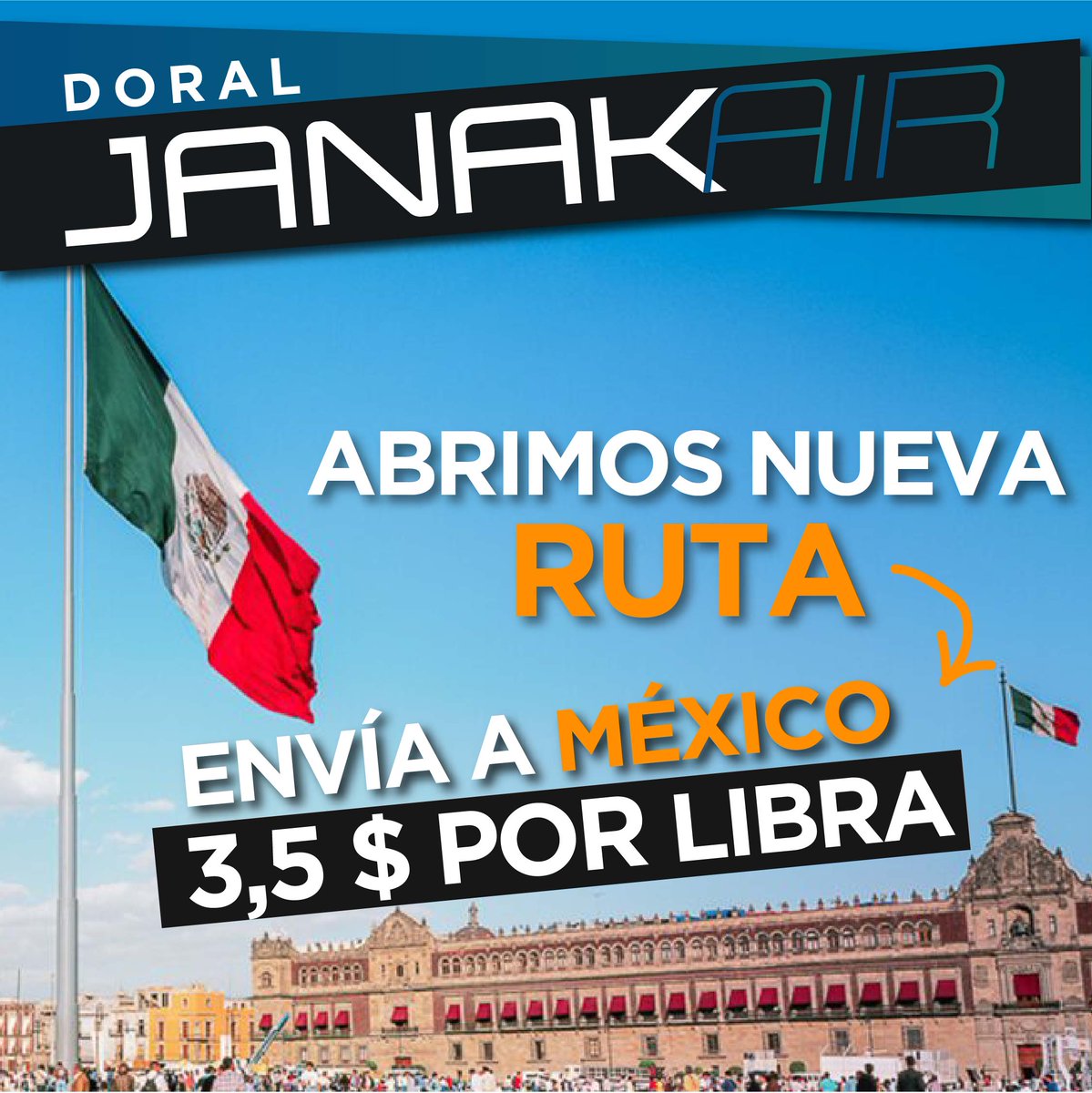 JanakAir's tweet photo. Realiza tus compras en Estados Unidos y envía rápido y seguro a México desde nuestras sedes @janakair_doral @janakair_texas y @janakair_hialeah por sólo 3,5 $ la libra aérea. JANAKair importando soluciones #envíosdesdeusa #envíosdeusaaméxico #envíaseguro #confíaenlosexpertos https://t.co/aqluBaXfHj