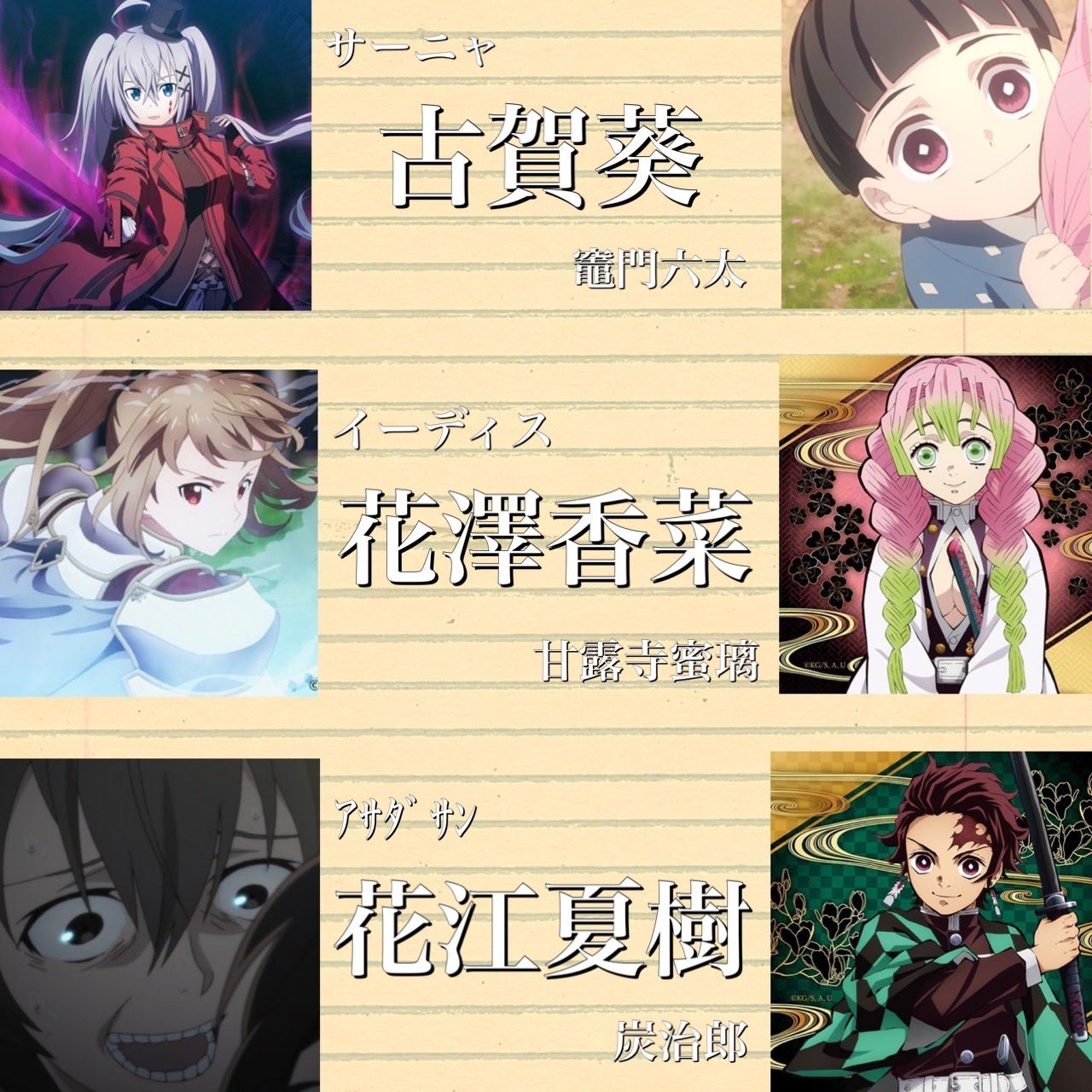 Akky Saoと鬼滅の刃の声優が似てると聞いたのでまとめてみた 同じ人とは思えないものがちらほら T Co Wb5pd7s52o Twitter