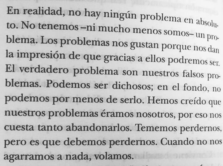 "Sólo sufrimos porque pensamos que las cosas deberían ser de otra manera. En cuanto abandonamos esta pretensión, dejamos de sufrir". 
"Biografía del silencio", Pablo d'Ors