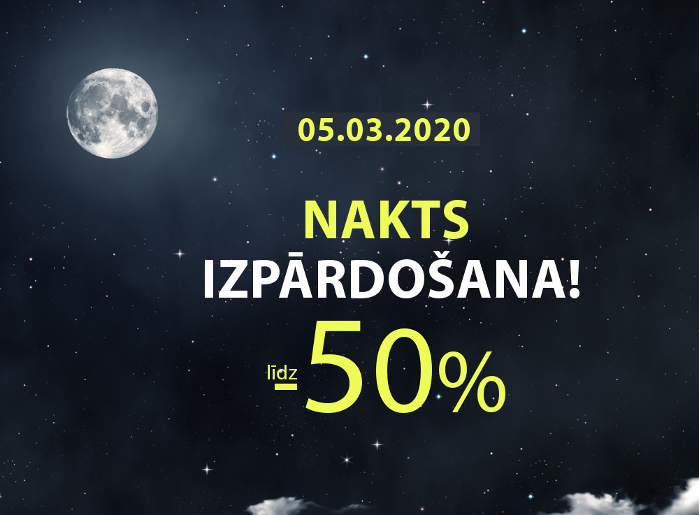 🔥Nakts izpārdošana🔥 visas dienas garumā jau šo ceturtdien (05.03.) MySport veikalā Rīgā Dārzciema 60. Ievērojamas atlaides ziemas sezonas precēm. Vairāk te: mysport.lv/lv/nakts-izpar…

🔥 Atlaides spēkā 05.03.2020 no 10:00-21:00 veikalā Rīgā Dārzciema ielā 60 un e-veikalā.