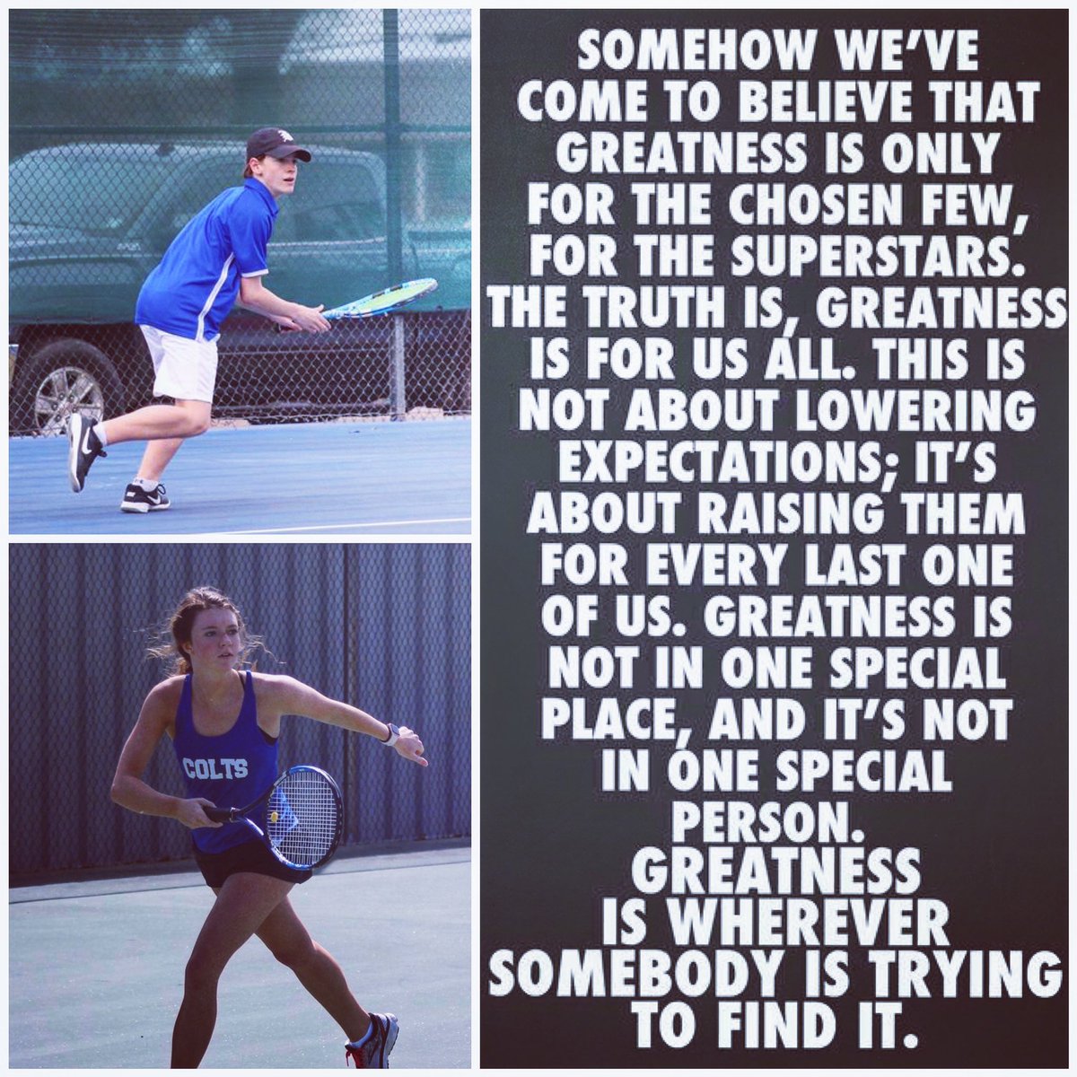 MATCH DAY!! 2020 season opener today vs Greenville St. Joe. First serve will be at 3 pm at the Cleveland Country Club! Come out and support the Colts! #coltsvserrrbody #nextlevel