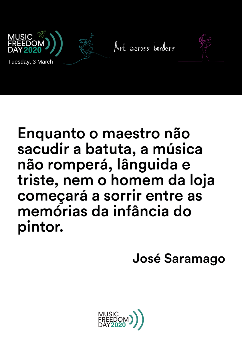 FJSaramago's tweet photo. Sobre música e liberdade 

(Com @freemuse98)

#MusicFreedomDay2020 #MusicFreedomDay #MFD2020 #ArtAcrossBorders https://t.co/iDSlAkEHpB