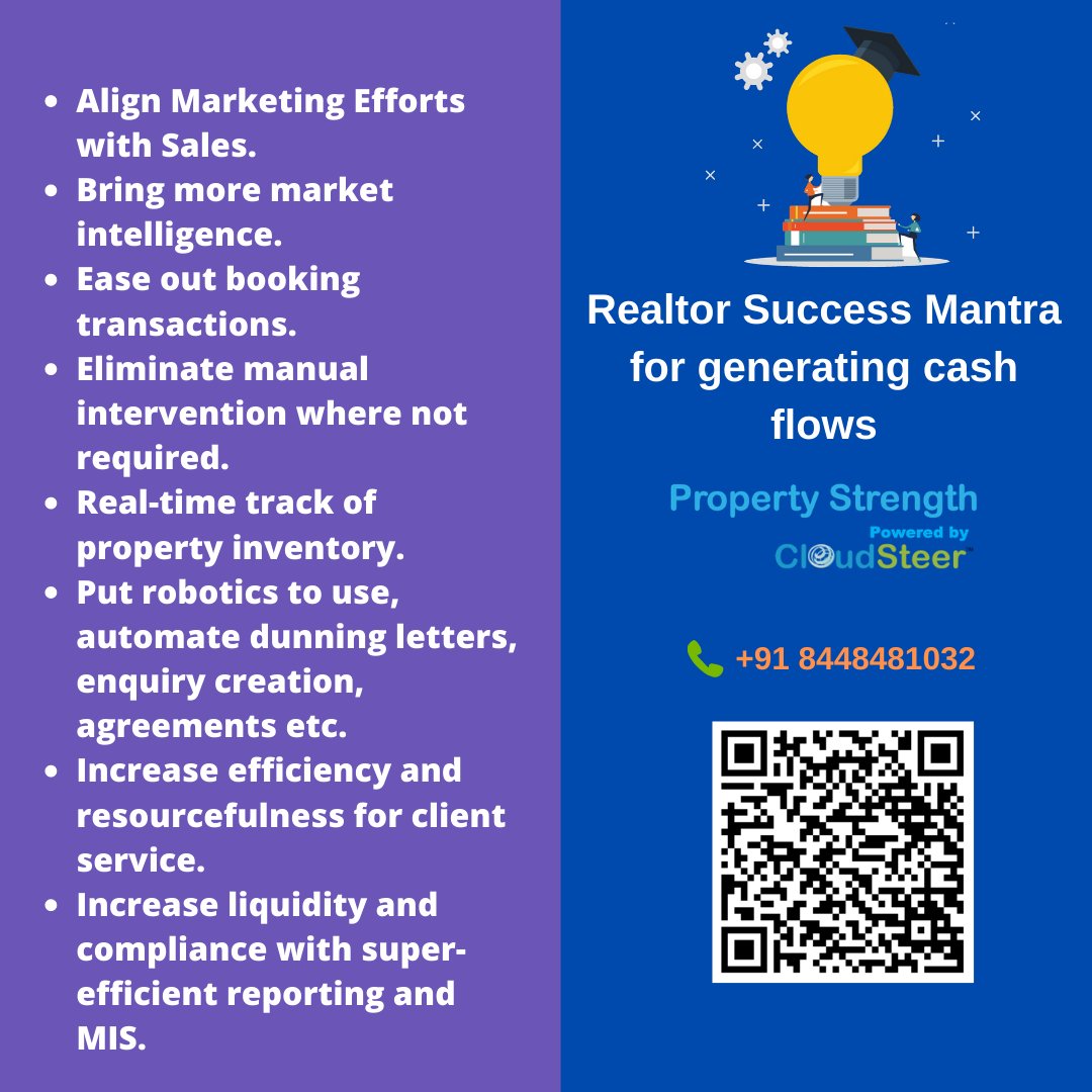 HarryBedi17's tweet photo. Many realtors are solving their mystery for generating cash flows. Are you? #realestatecashflowsoftware #realestateerp #realtorsuccessmantra #salesforce #propertystrength https://t.co/ryOkXQnIKj