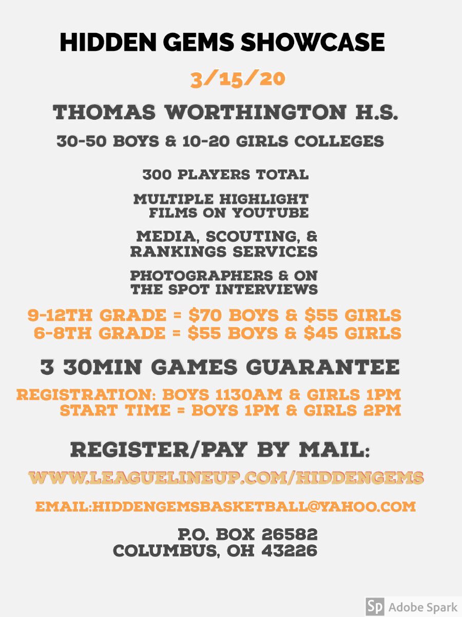 hiddengemsbball's tweet photo. Less than 100 of 300 shirts left! Registration deadline is 3/8. #GetInWhileYouFitIn REGISTRATION LINK: https://t.co/n3pE0J0ah6 INFORMATION LINK: https://t.co/jrRlG0nZf3 be seen by @ohio50 @MoneyyTime @IbtReport @PrepHoopsOH @OGBSP tons of colleges & more! https://t.co/JPHCdfVs16