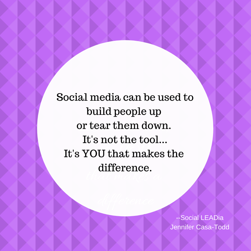 JCasaTodd's tweet photo. A good reminder for our students but also ourselves! Pass it on. #socialLEADia #RaisingDigitalLeaders #DigCitTO https://t.co/eH1zZfSdlk