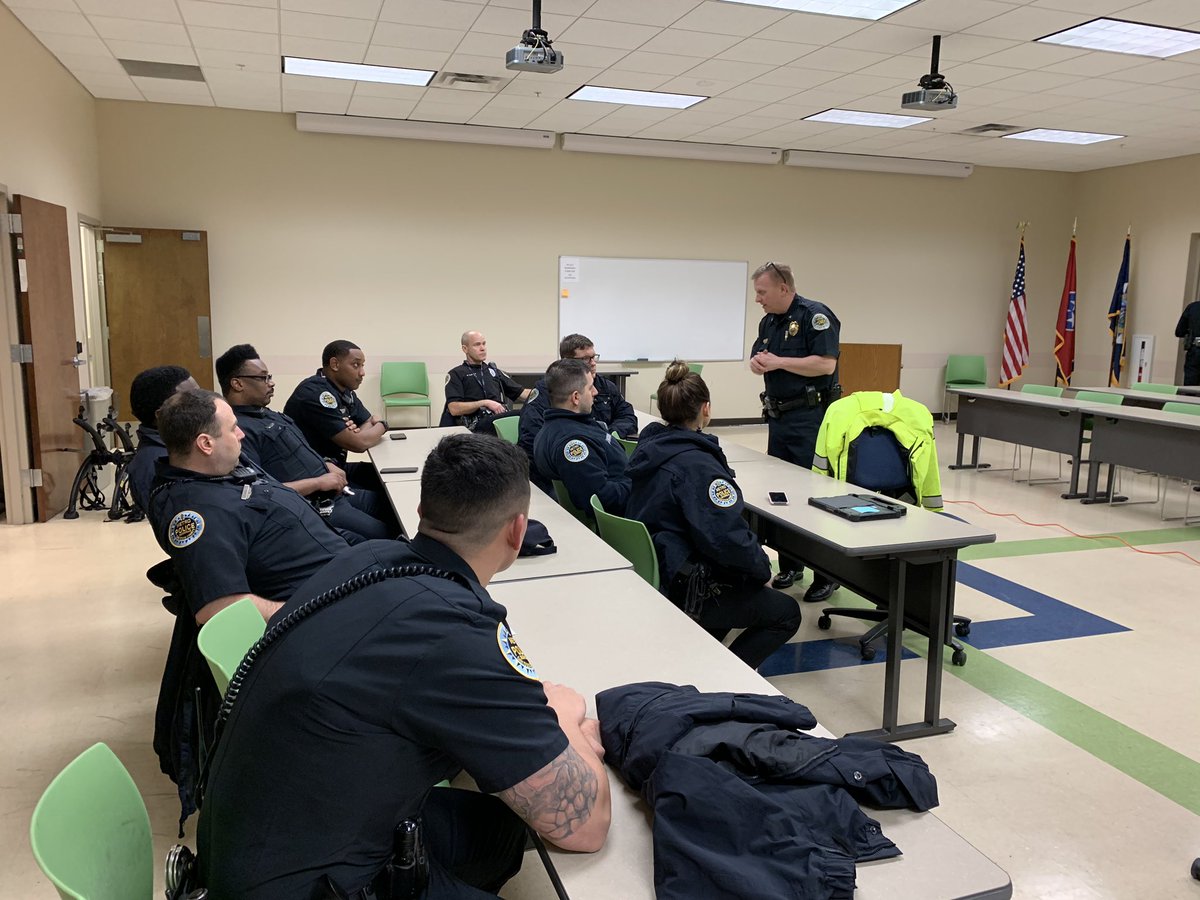 MNPDNashville's tweet photo. As day breaks, officers, including the East Precinct Community Engagement team, preparing to go into impacted neighborhoods in cars, on foot &amp; bike. https://t.co/pdkW6meVU9