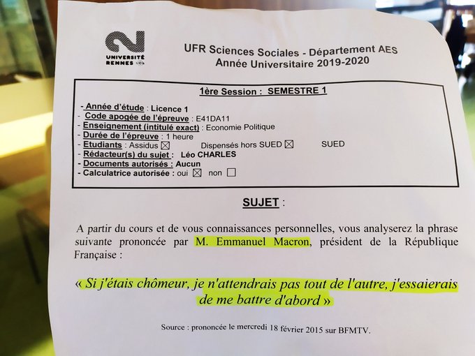 Des Etudiants En Economie Ont Ils Vraiment Ete Interroges Sur Une Citation D Emmanuel Macron Liberation