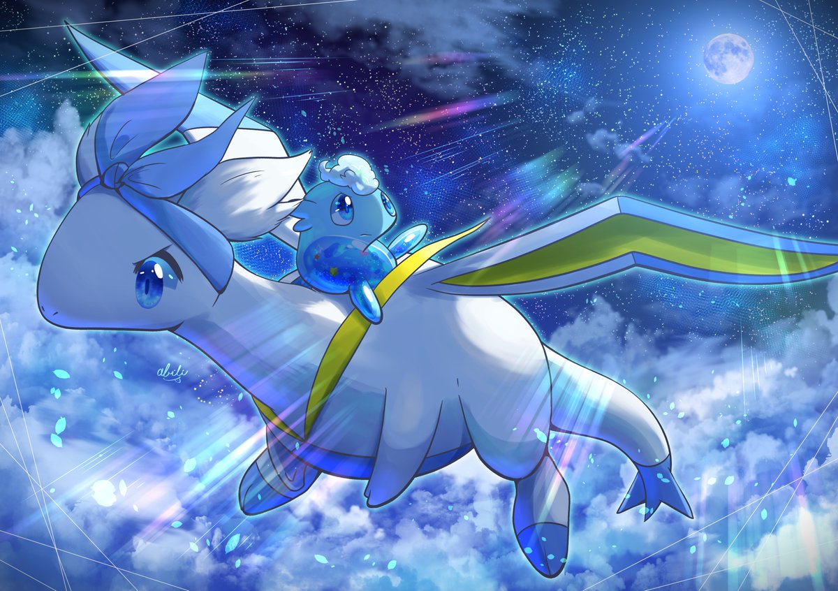 ツノクリボー あびりさんのアビリットの新作イラスト久しぶりに見れました 感激します マシュに乗ったネモと夜空のイラスト とてもすごく上手に描いています 美しく神秘的です