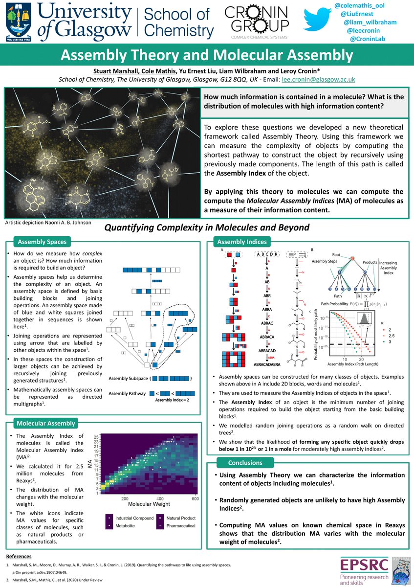 Check out this work from the #Chemoinformatics Team in the <a href="/CroninLab/">CroninLab</a>! We're developing new theories and algorithms to quantify and explore chemical space.

#RSCPoster #RSCPoster2020 #RSCChemBio <a href="/CroninLab/">CroninLab</a>
 <a href="/leecronin/">Prof. Lee Cronin</a>
