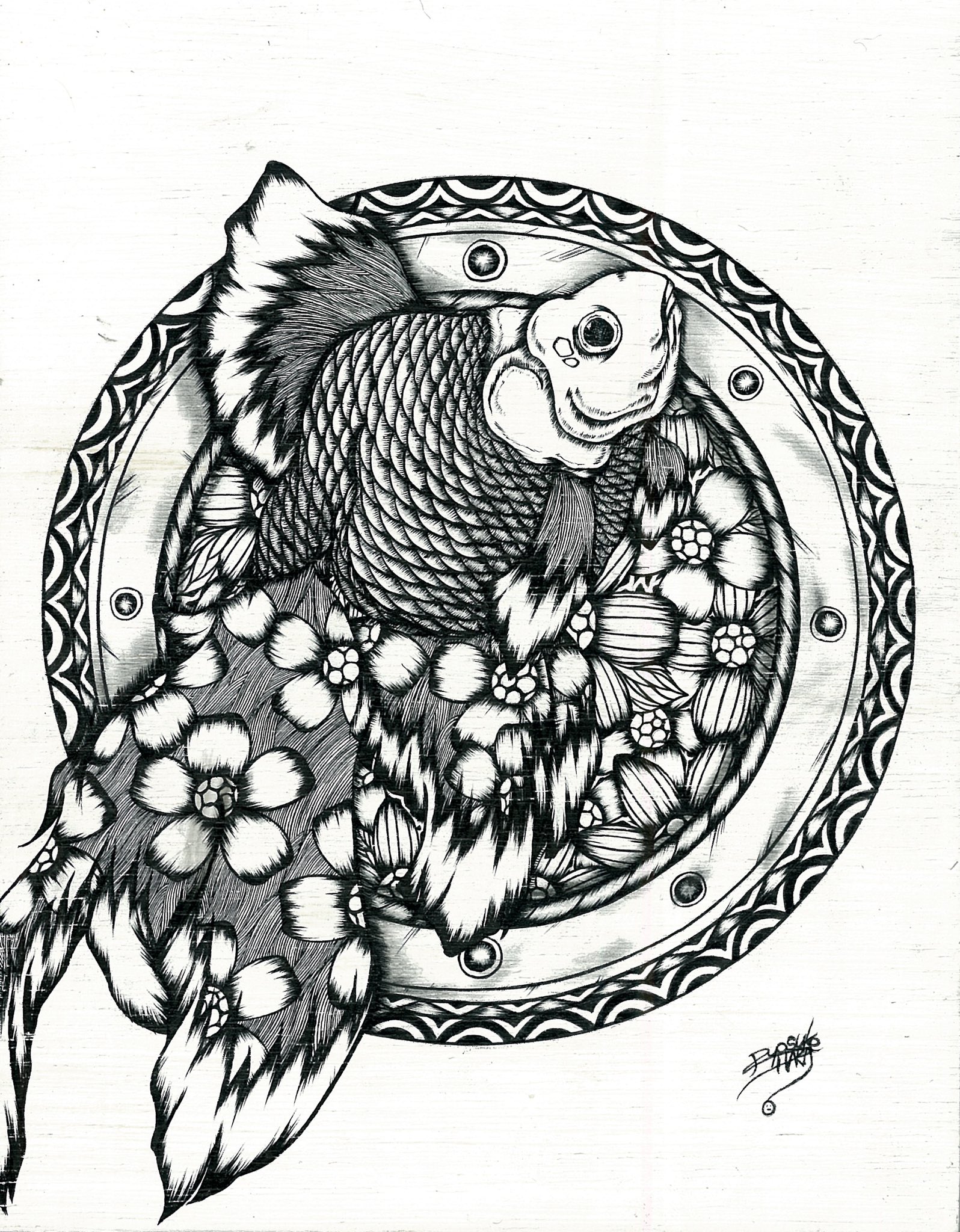 作者不詳　ペン画 作者不詳 ペン画