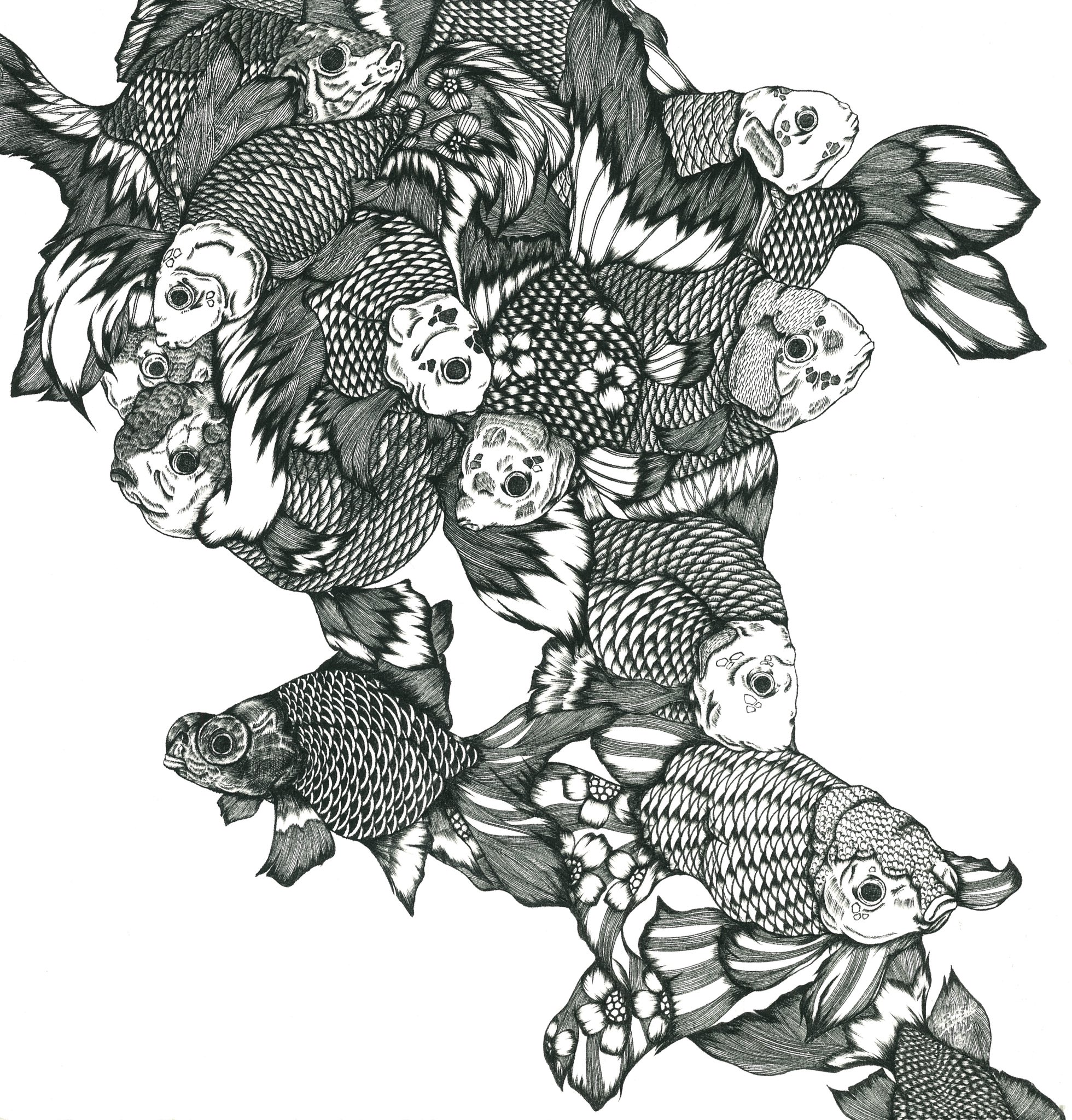 作者不詳　ペン画 作者不詳 ペン画