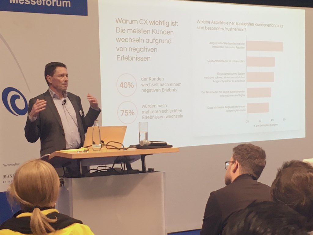 ko3punkt0's tweet photo. 2x schlechter #Kundenservice und schon gekündigt (70 Prozent der Deutschen). In anderen Ländern ist man noch weniger bereit, schlechten Service hinzunehmen, meint Andreas Mahl von @ZendeskDE #CCW2020 https://t.co/S86RFFWKqB