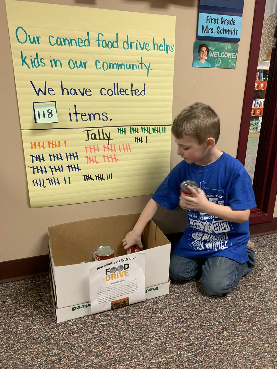 mrsschmidtabc's tweet photo. I am amazed by the beautiful impact our first grade S’s are making on the Minot community. 848 canned food items will go to the YWCA and help kids in need. ❤️#fullheart Even if it means getting pied. https://t.co/3TWv4cAVmZ