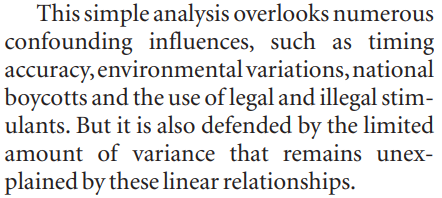 every time i teach linear regression i marvel anew at the claim, published in @nature, that current well-fitting linear trends mean that women will sprint faster than men in the year 2156.