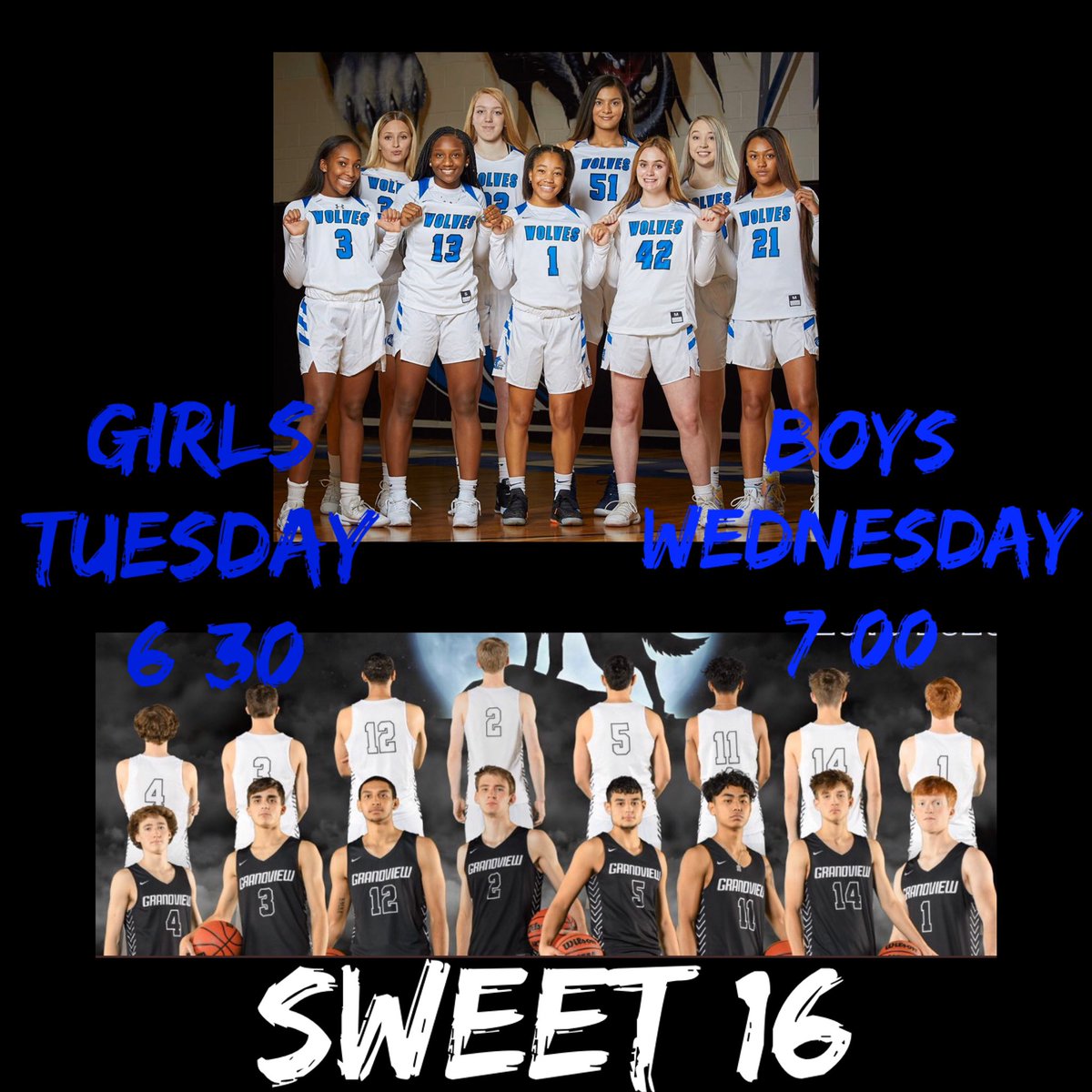 WOLF PACK- come support your <a href="/GHSWolvesGBball/">GHS Wolves Girls BB</a> &amp; <a href="/GHSWolvesHoops/">Grandview Boys Hoops</a> in the #sweet16! 🏀
