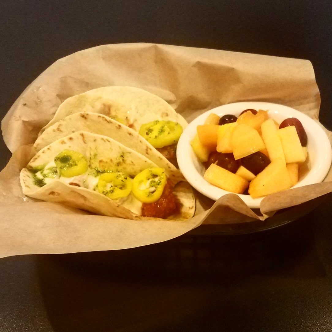 Did you all knows it’s Taco Week?! Come try ours, MEATBALL TACOS — meatballs and marinara sauce with provolone mornay with pesto and banana peppers $5 for two tacos, add a side for $2 !
