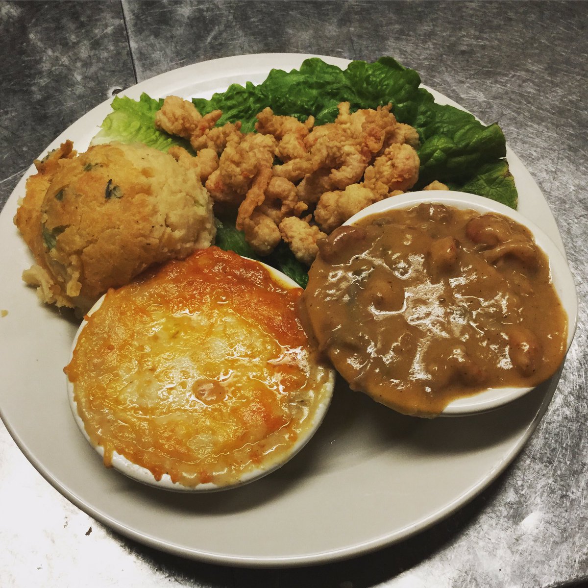 Mulates's tweet image. Spice up your week with one of our Cajun Triple Play Platters...you can order it with shrimp or crawfish...yum!!