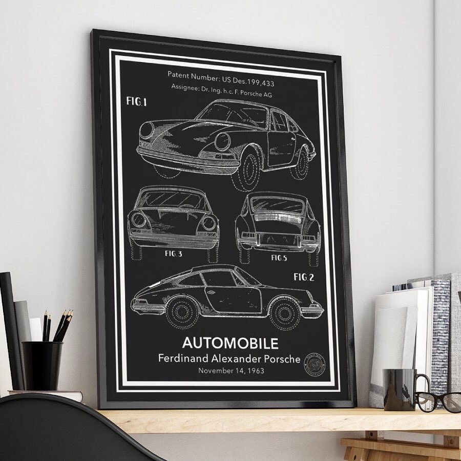 Bir yeni poster daha 🥁 Porsche 911 Carrera (1964) patent posterimiz eklendi 🚗 🎉  #PatentTalks