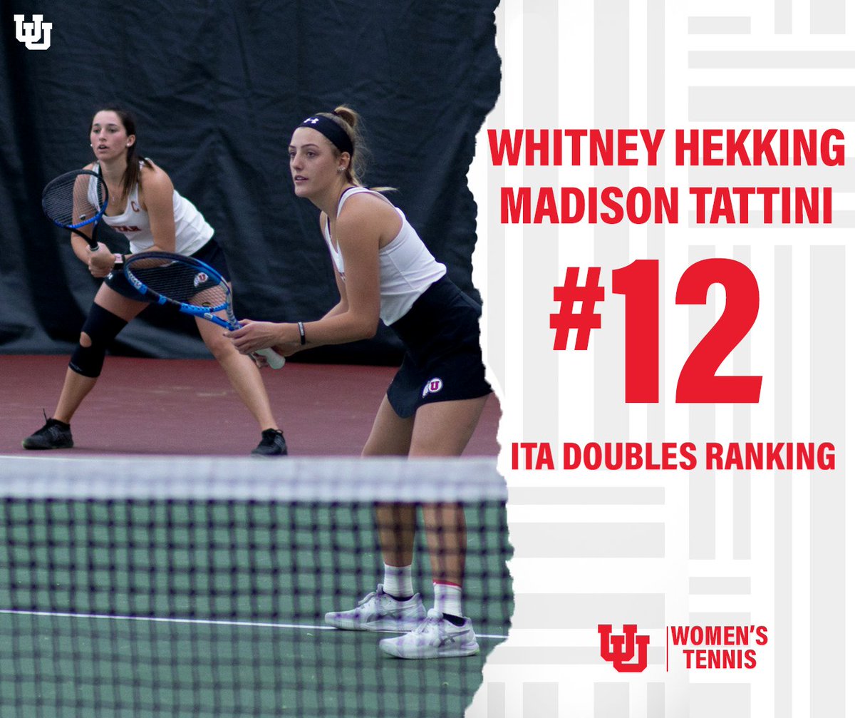 UteWomensTennis's tweet photo. Heading into Pac-12 play with the #12 ranked doubles team in the nation!! The team as a whole moved up one spot to #44 🙌 https://t.co/YAavJ0iDvs