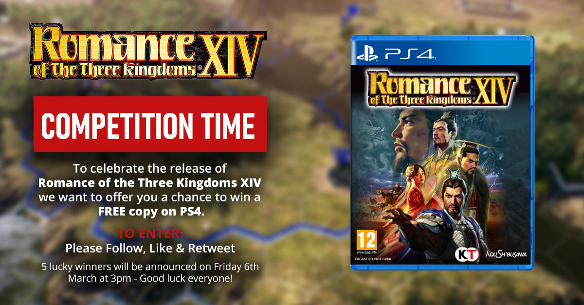 shoptonet's tweet image. ** Competition Time **

To celebrate Romance of the Three Kingdoms XIV - we want to offer you a chance to win a FREE copy on PS4 😀!! #RTK14 #PS4

To Enter Please: Follow, Like, Retweet!

5 lucky winners will be announced on Friday 6th March at 3pm - Good Luck Everyone 😀👍!!
