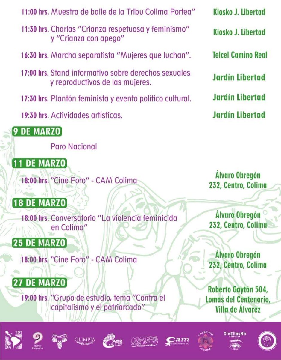 msp_mexico's tweet photo. Para continuar con las acciones en el marco del #8M les recordamos las actividades pendientes en #8MColima. 👇🏻 https://t.co/6dkJCXkax0