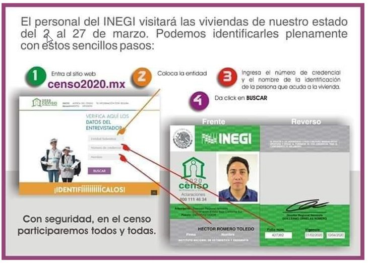 kikesot's tweet photo. Inicio del Censo 2020.
El día de ayer inicio el censo del del INEGI, aquí un tip para comprobar la identidad del encuestador. También puedes hacerlo al teléfono 800 111 46 34.
#censo2020mx
#InfluencersGfKMéxico
#Tecnología
@GfK_Mexico https://t.co/1Be8NDPmSj