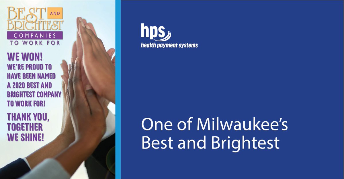 HPS has been named one of #Milwaukee’s Best and Brightest companies to work for! Thanks <a href="/101Best/">The Best and Brightest Programs</a> #thebb #workplaceculture