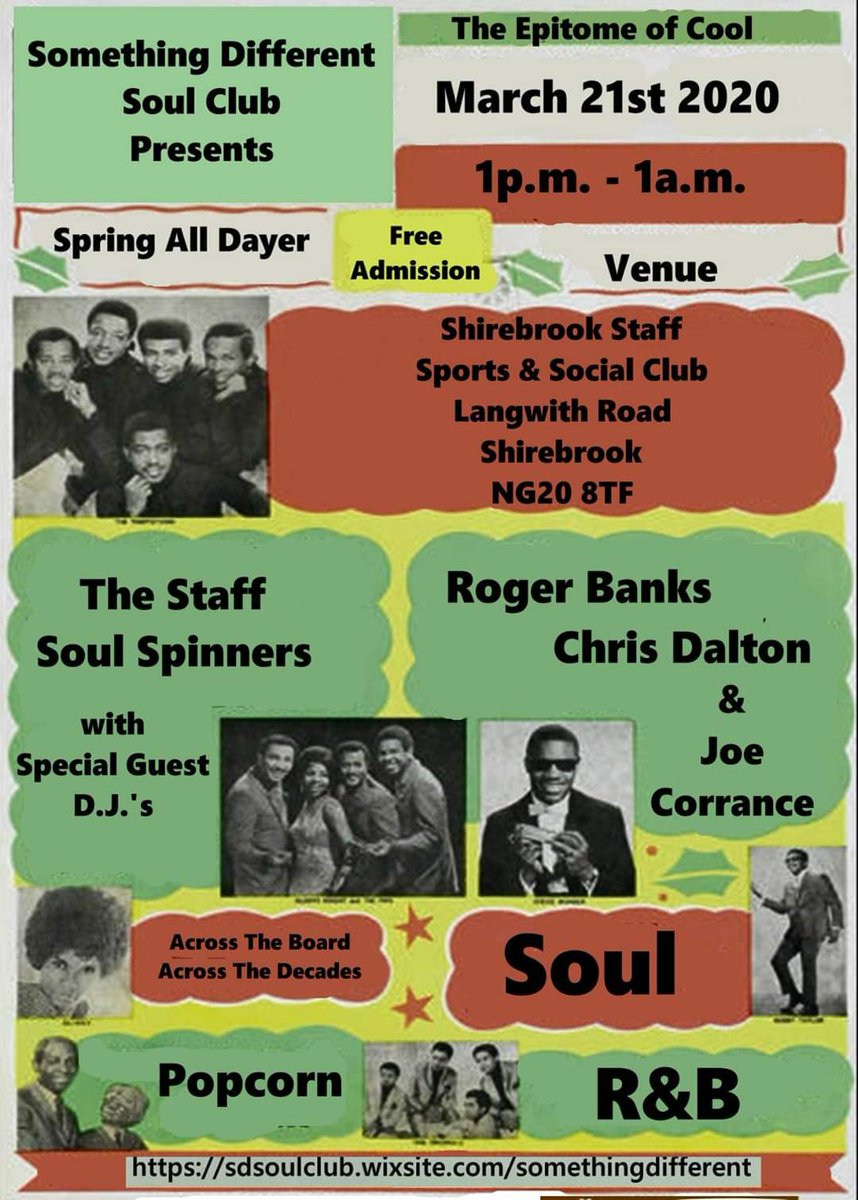 StaffSoulboys's tweet image. First all-dayer of the year looms. If it's owt like Saturday night it will be a Corker. Guest DJs from Cumbria to Lincs. A right old West to #EastCoastConnection
And it's FREE
#Derbyshire #northernsoul #funkyfunday