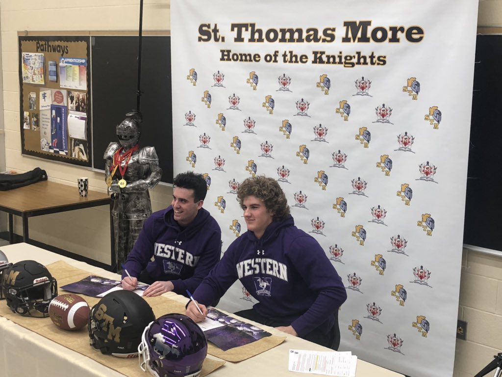 stmcss's tweet photo. Another day...another OUA signing for members of the @STM_Football family. Congrats to Evan and Riley...look forward to following your post STM careers!! https://t.co/hXRZXPRQZ3