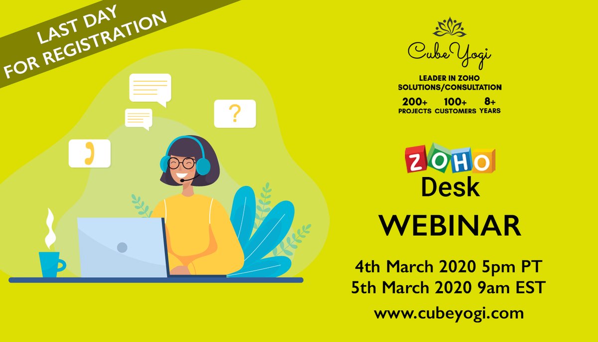 cubeyogi's tweet photo. Want to provide stellar #CustomerExperience ? Here's @ZohoDesk ! @zoho 's #HelpDesk #AUTOMATION #Software to your rescue. Enrol in our upcoming #webinar and find out how to track &amp; manage #CustomerService with ease.
🧐https://t.co/VE1HgsTOtU
4th March 5pm #PST 
5th March 9am EST https://t.co/007iLYKdfn