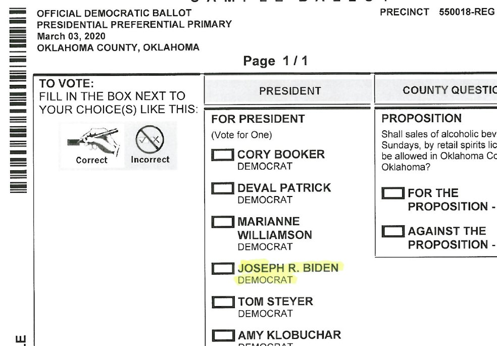 Oklahoma State Election Board On Twitter This Is False Mr Biden Is On The Ballot In Every Precinct In The State Including Yours Please Delete Your Tweet Https T Co Oepvlinmie