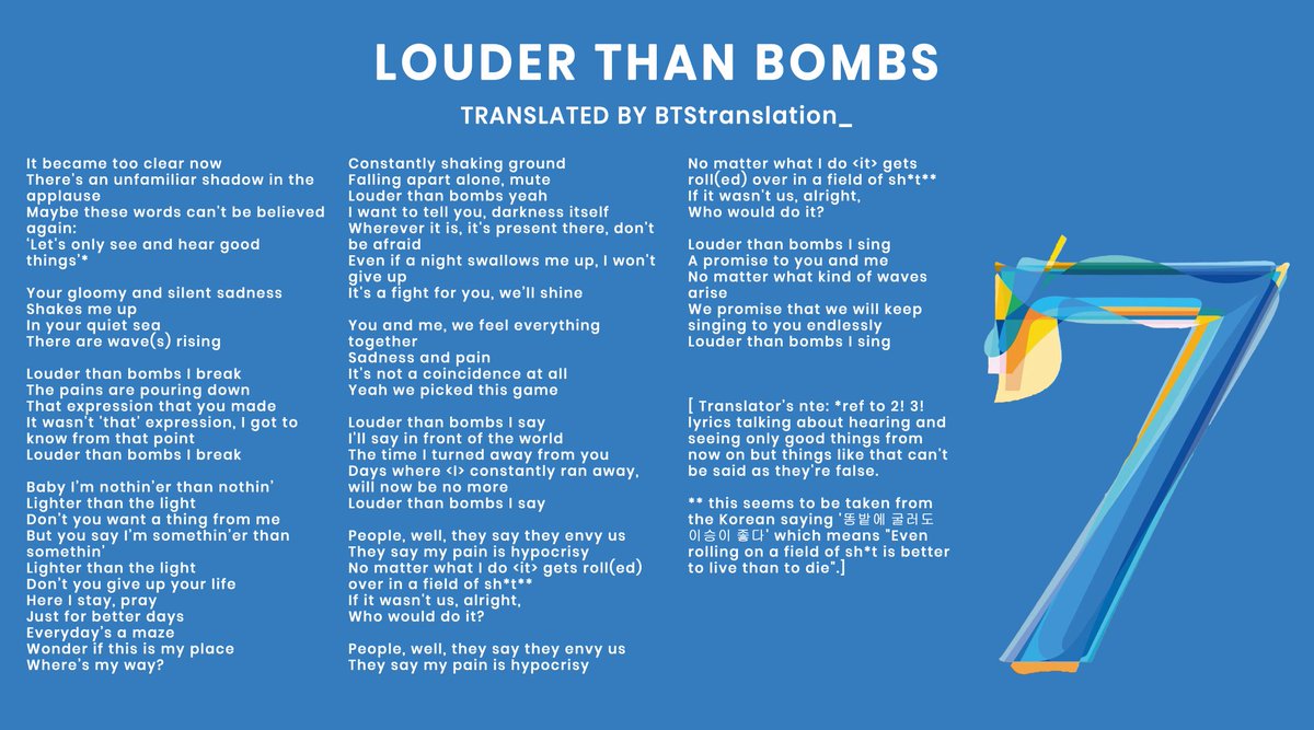 Sel Louder Than Bombs Lyrics Translation Uploaded On Drive In Eng Rom Han Link T Co X18z0sbw8a Map Of The Soul 7 Bts Bts Twt T Co Jji1me7ixk