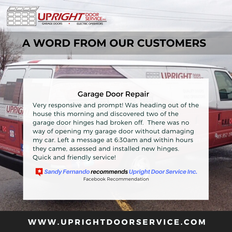 UprightDoors's tweet photo. Thanks Sandy, for the great review! We work hard to offer our customers prompt dependable service, so we're happy to hear how pleased you were. We appreciate that you chose to support a local family run business. https://t.co/8L7Q59PXRw
#garagedoorrepair #UxbridgeON https://t.co/CMmgmKgOKL