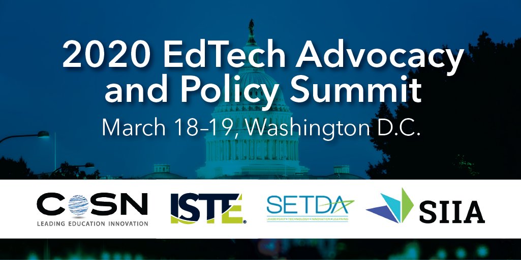 Take action for edtech! Join <a href="/CoSN/">CoSN</a>, @iste, <a href="/SETDA/">SETDA</a> and <a href="/SIIA/">SIIA</a> for a summit focusing on the critical role of technology in transforming education. Learn more here: bit.ly/391neOx.

#EdPolicy #TitleIVA #TitleIIA #ESSA #Erate