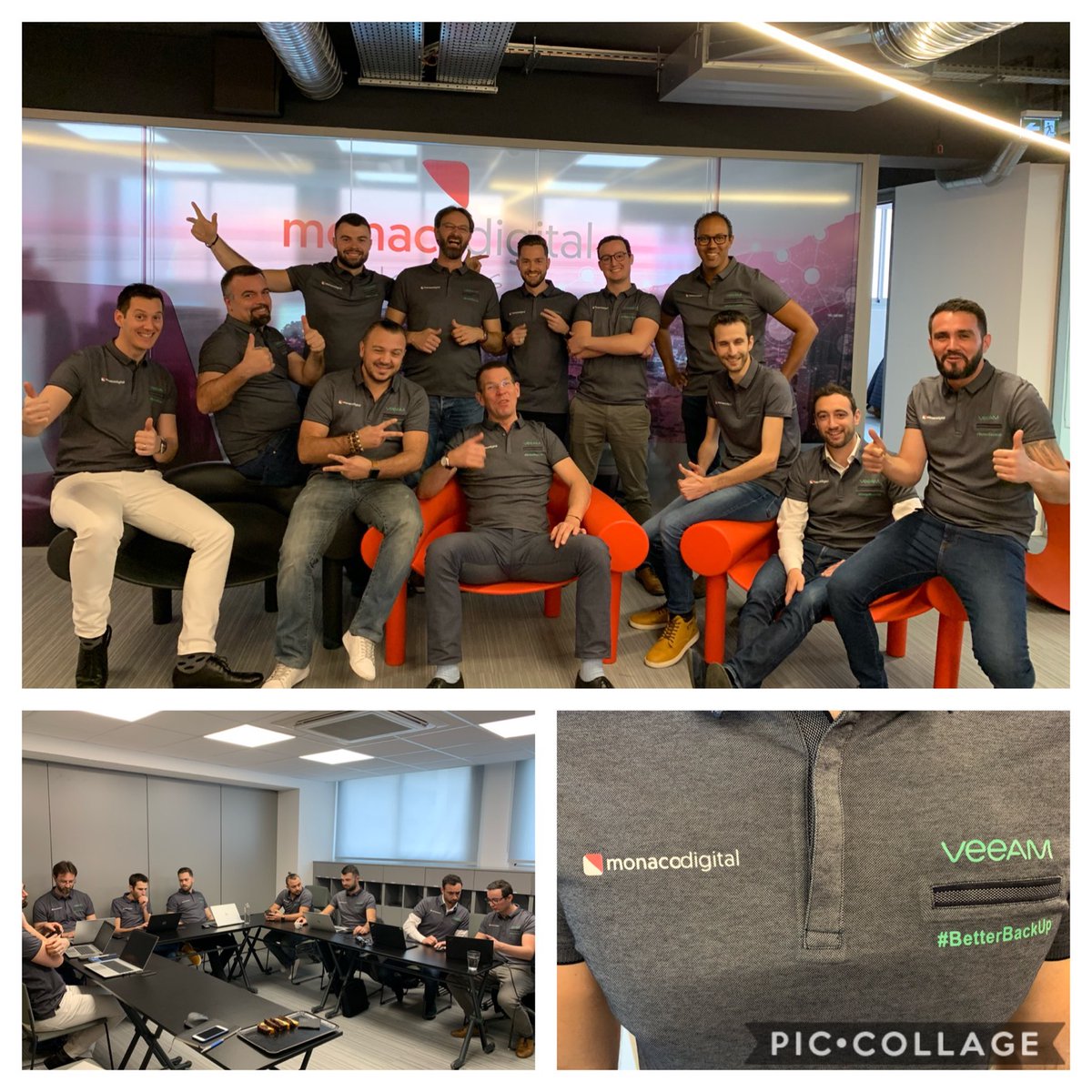 c_glemot's tweet photo. Wearing a #Veeam tshirt today to celebrate our #VCSP partnership and v10 release. Top1 south of France! Nice to get #BetterBackup tshirts delivery for the team. Thanks to @veeam_fr & @MonacoDigital98 #v10ready #VeeamVanguard #DreamTeam #MonacoITfun https://t.co/xTA7ZtQF0g https://t.co/LnVmzWEPQH