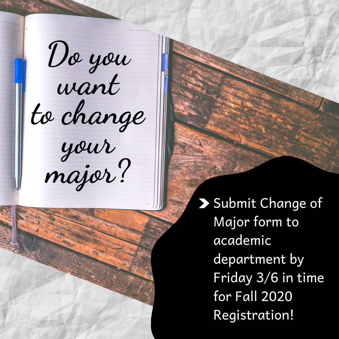 TCNJRecReg's tweet photo. Submit your Change of Major form to your academic department no later than this Friday, March 6th. (Some schools/academic departments may have an earlier deadline.) The form can be found online at https://t.co/in2qsoy63D #tcnjtoday https://t.co/6rGAmdROxS