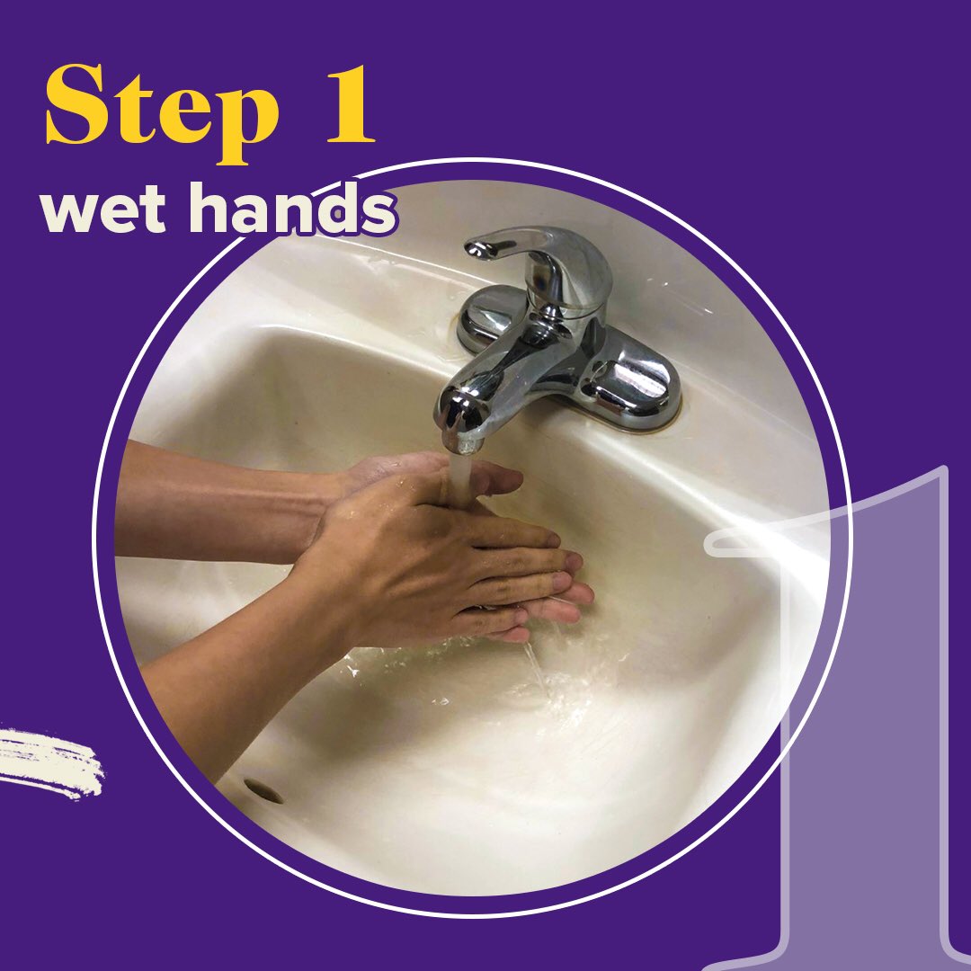 LSUHealthCenter's tweet photo. Are washing your hands correctly? Swipe to see our tutorial for clean hands! 👋🏽💧🧼 https://t.co/t929JJzAKz
