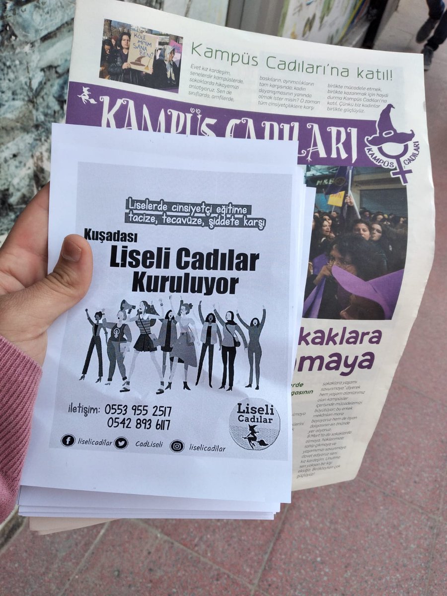 Kuşadası Liseli Cadılar liselerde cinsiyetçi eğitime, tacize, şiddete karşı çağrı yapıyor 📣

"Liseleri mora boyamak için, erkekliğe geçit vermemek için Liseli Cadılar da yan yana gelelim."✊