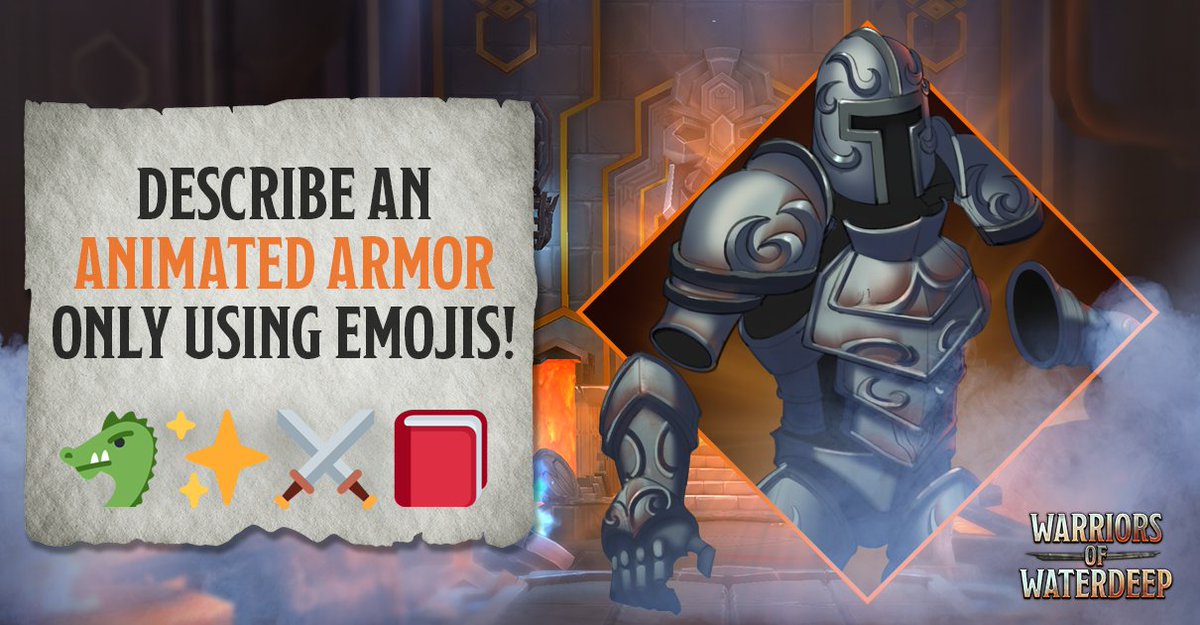 WOWaterdeep's tweet photo. Can you describe an Animated Armor only using Emojis? Then collect a FREE GIFT below! 

FREE COINS! 👉 https://t.co/jLoyYos8yq

#WOWaterdeep #dnd #dndgaming #mobilegaming #dungeonsanddragons https://t.co/I2gbLACzU5