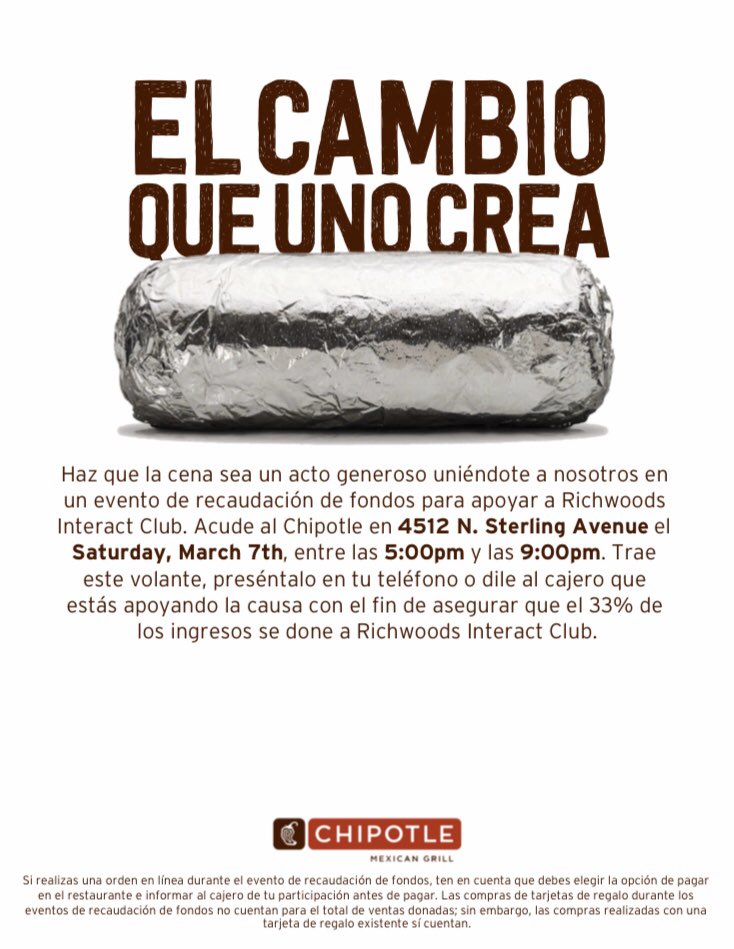 Interact is having a Chipotle fundraiser this Saturday, come out and support by showing this flier!!! <a href="/BrettMElliott1/">Brett M Elliott</a>
