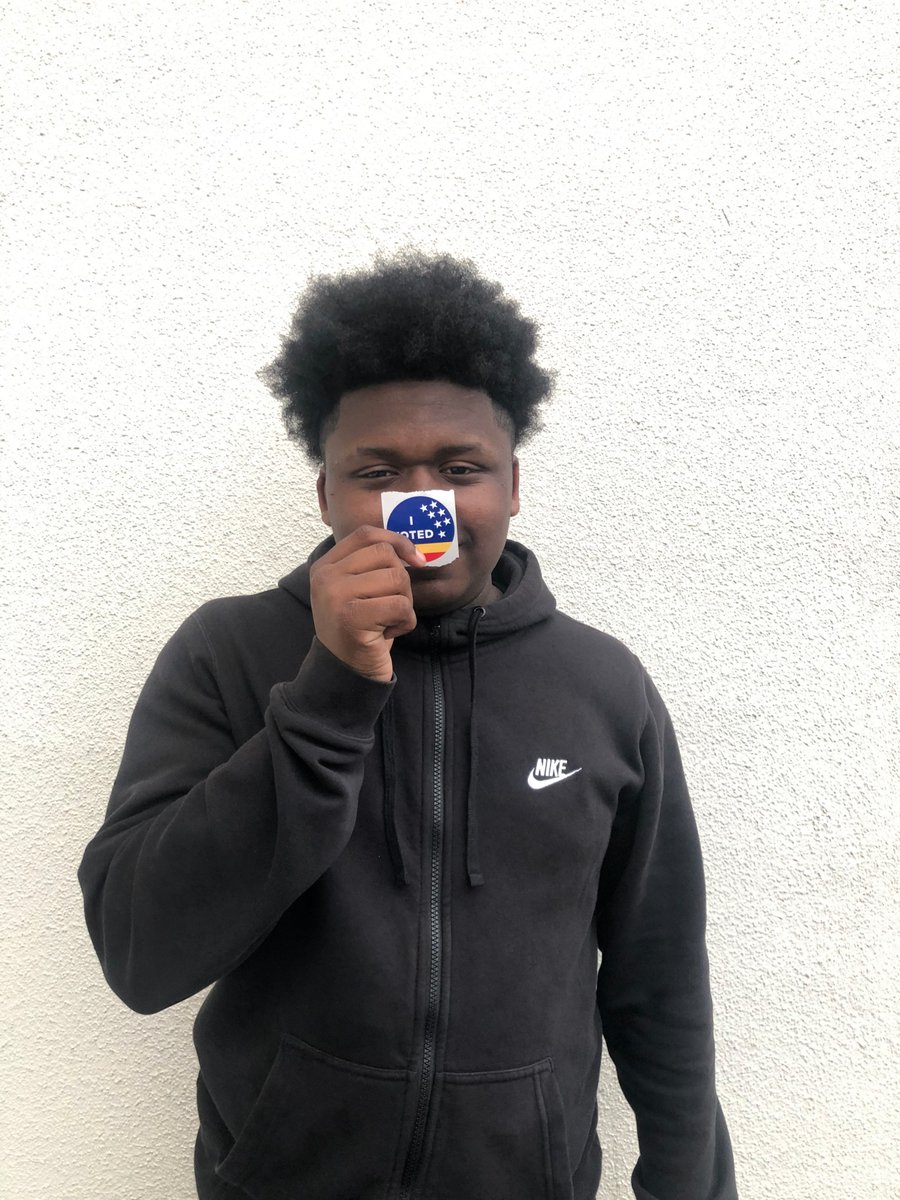 Today is VOTING DAY, &amp; NC polls are open until 7:30 PM. Be like Mesiah, a FIRST TIME VOTER, &amp; vote! Students if you need a ride or buddy, or any information, text Ashley or Shady for assistance. Out of town students, if you are registered in your city you can vote too. #PYOVotes