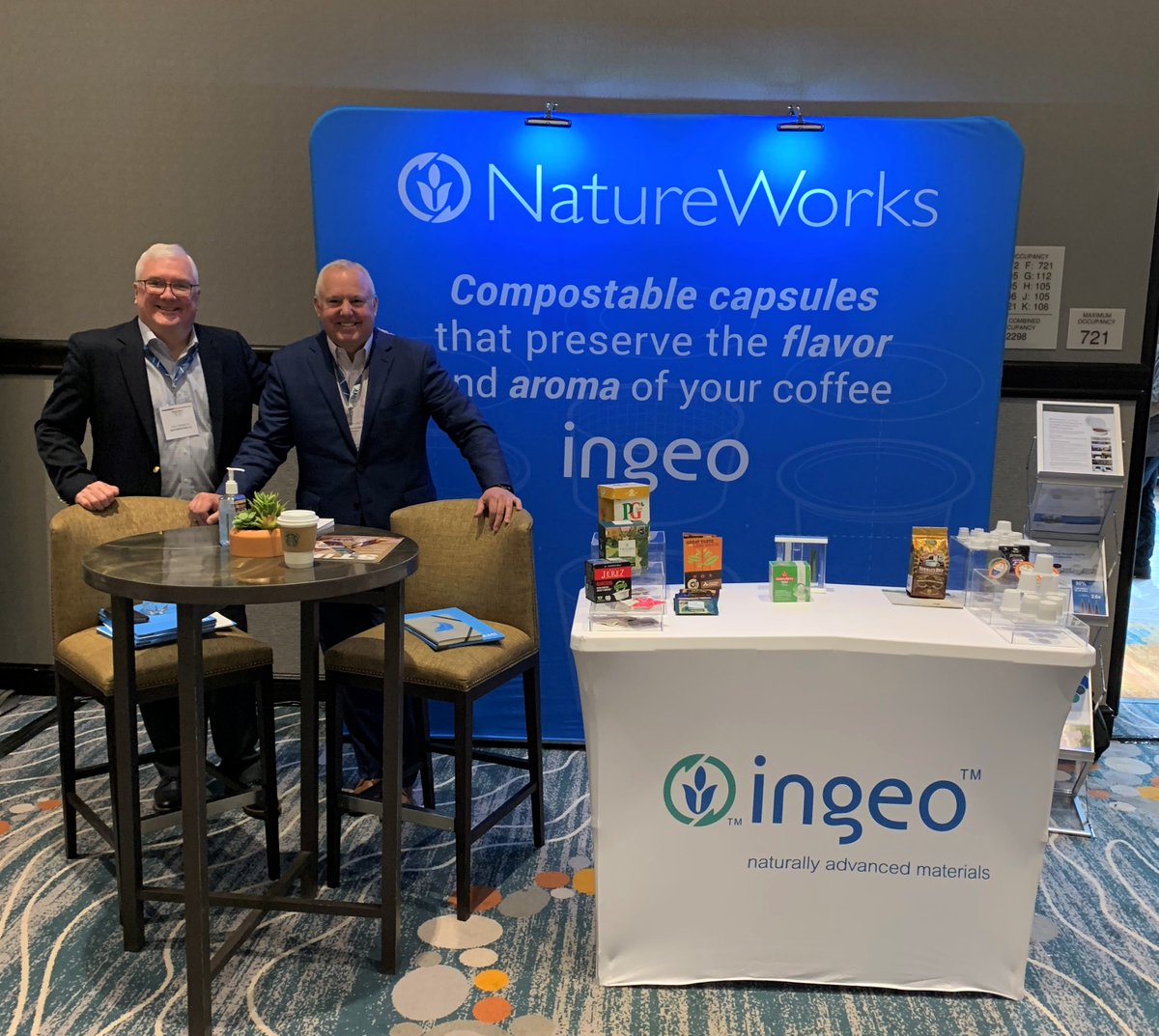 natureworks's tweet photo. Do these guys look like they know #compostable #coffeecapsules?! They sure do! We have a booth &amp; speaking engagement at the @Contact_AMI #AMICapsulesUS conference, and frankly, it's not to be missed. Stop by booth #11 🌱 ☕ #coffeeexperience #sustainability https://t.co/L2I1JJoQbv