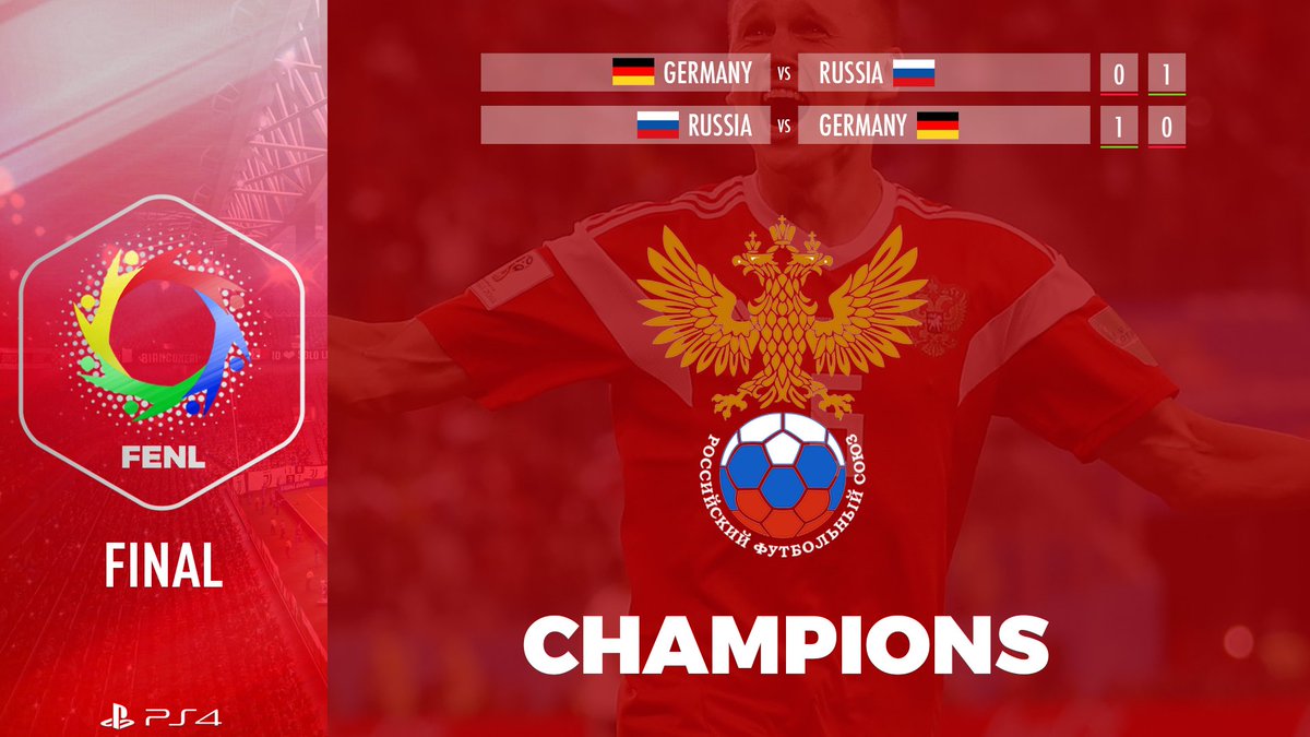 FVPAeSport's tweet photo. 🌍🏆 PS4 - Nations League

We have new Champions !
Russia 🇷🇺  seals their first ever Nations League title with a win over Germany 🇩🇪 in final. The trophy heads to Moscow !  🏆🏅

Россия выигрывает Лигу Наций. Поздравляю ! 🎉🍾

#FENL https://t.co/BPW21t6zbc