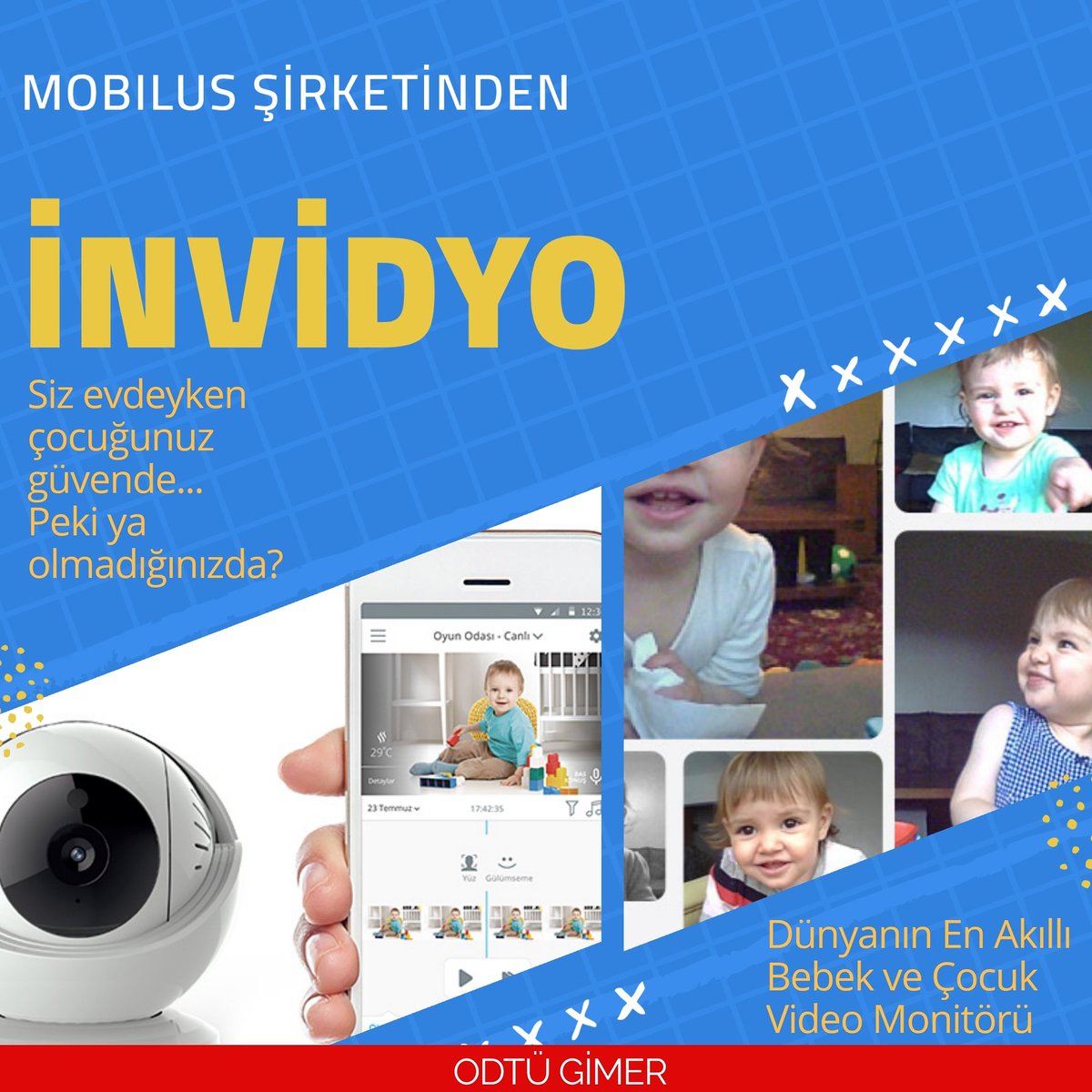 ODTÜ Teknokent girişimlerinden Mobilus şirketinin akıllı bebek ve çocuk monitörü, size evde değilken çocuğunuzu izleme fırsatı sunuyor! Yüz tanıma özelliği ile "güvenli" yüzleri kaydeden Invidyo, çocuğunuza yabancı biri yaklaştığı anda telefonunuza alarm gönderiyor.