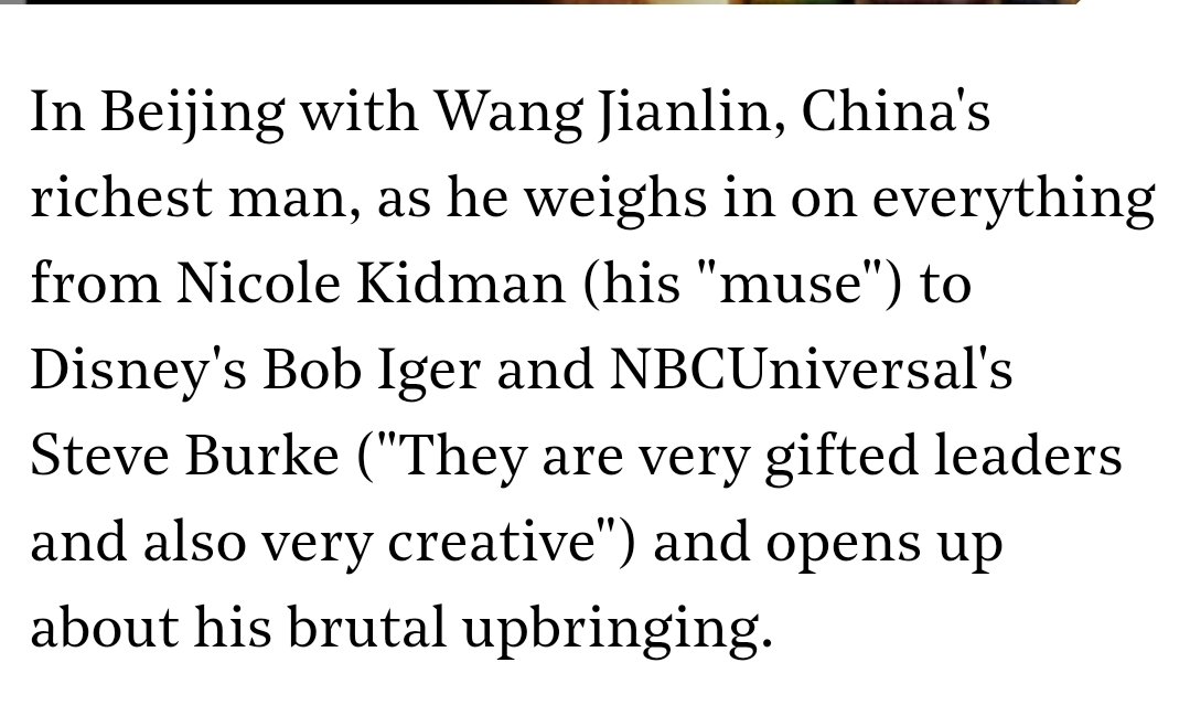 Wang Jianlin though Bob Iger was a great leader https://www.hollywoodreporter.com/features/wanda-chairman-wang-jianlin-plans-invest-billions-hollywood-942854