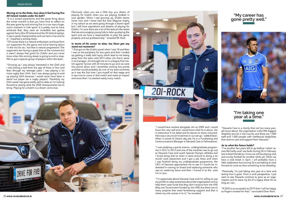 ToyotaLongMile's tweet photo. What a brilliant feature on our Toyota Long Mile brand ambassador, @DeanRock14 in the 1st 2020 quarterly edition of Motors Ireland magazine!

We love the headline too! 

"Five in a Row for the Mighty Deano!🏆🏆🏆🏆🏆"

#HomeoftheHybrid https://t.co/TZcmc5r8ea