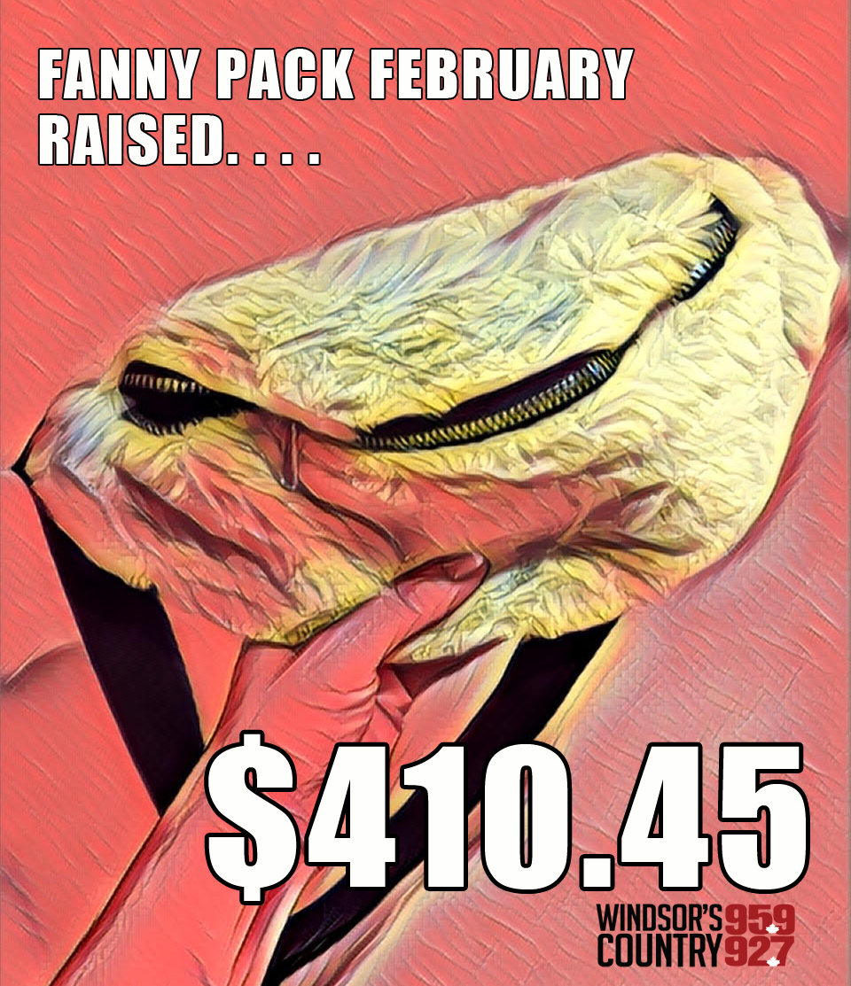 Country959's tweet photo. We PACKED the Pack!
#FannyPackFebruary raised $410.45 for the @downtownmission in Windsor!!!
This baby is retired until the next 90s night pub crawl or something. ~Morgan https://t.co/Gy4YUA9WRW