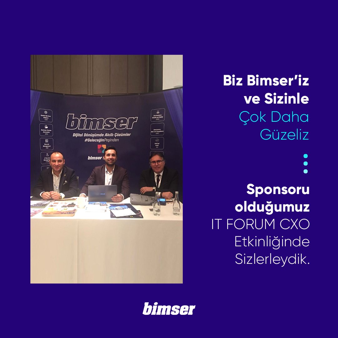 Bimser_'s tweet photo. Gümüş Sponsoru olduğumuz IT FORUM Turkey "CXO" etkinliğinde sizlerleydik.
Biz #Bimser'iz ve Sizinle Çok Daha Güzeliz.
#bimser #eBA #synergy #QDMS #ensemble #eBAITSM #bEAM #event #digital #itforumcxo
@EventsForFuture @EffOrganization https://t.co/Vnyase4YaZ